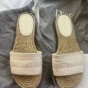 Christian Dior Beige Espadrille Slides